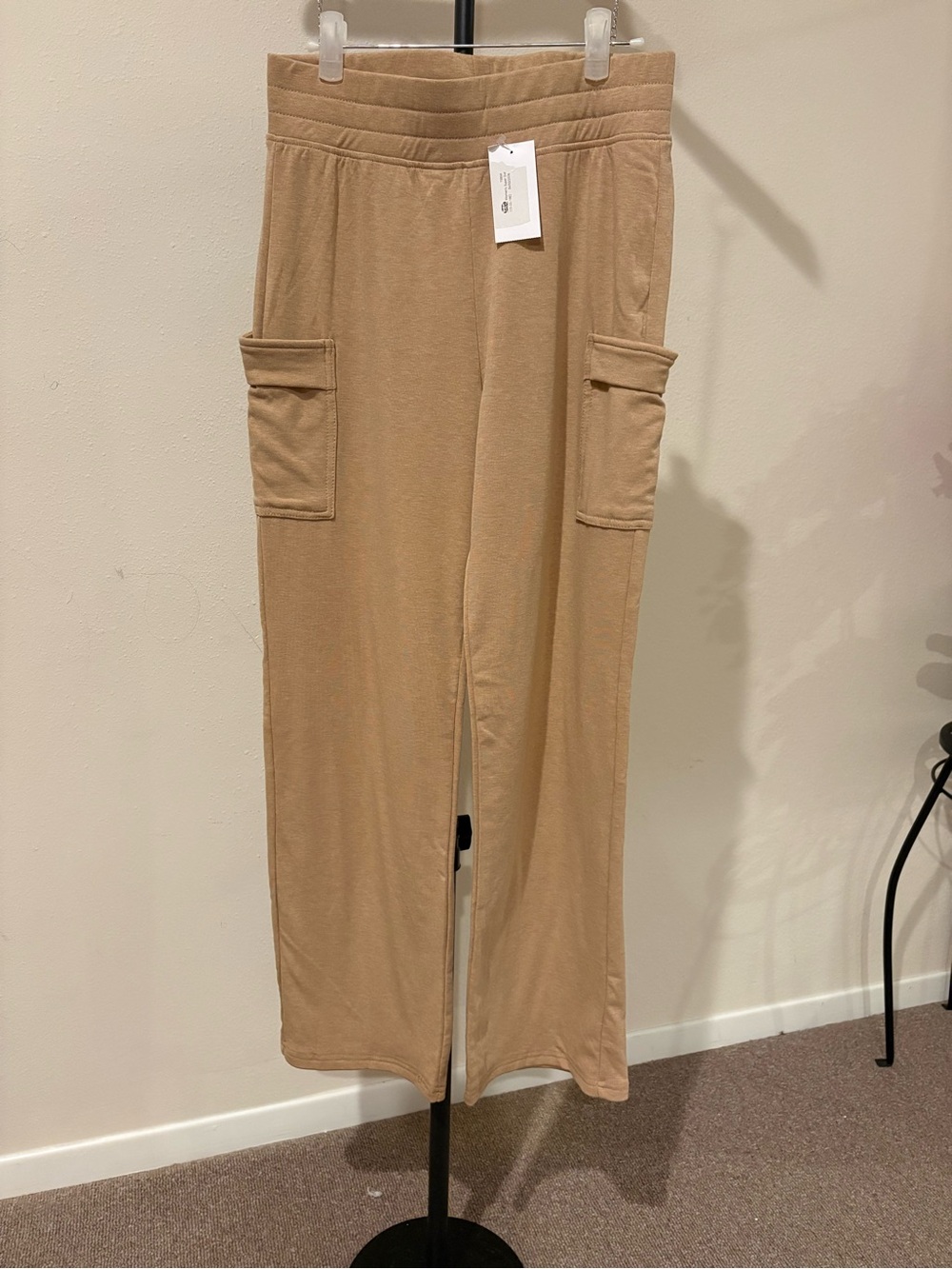 a new day Beige Wide-Leg Cargo Knit Pants S